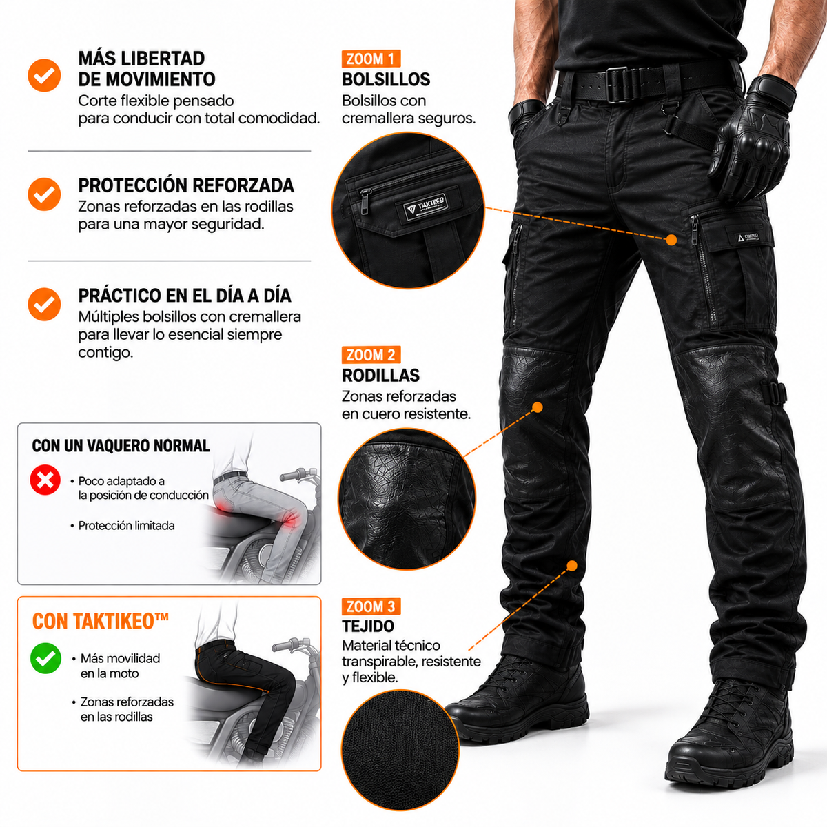 Taktikeo™ | Pantalón táctico de moto.